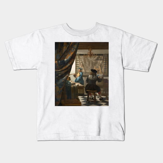 The Art of Painting by Jan Vermeer Kids T-Shirt by Classic Art Stall